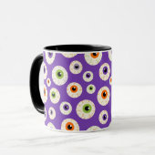 Farbiges Halloween-Eyeballs-Muster Tasse (Vorderseite Links)