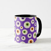 Farbiges Halloween-Eyeballs-Muster Tasse (VorderseiteRechts)