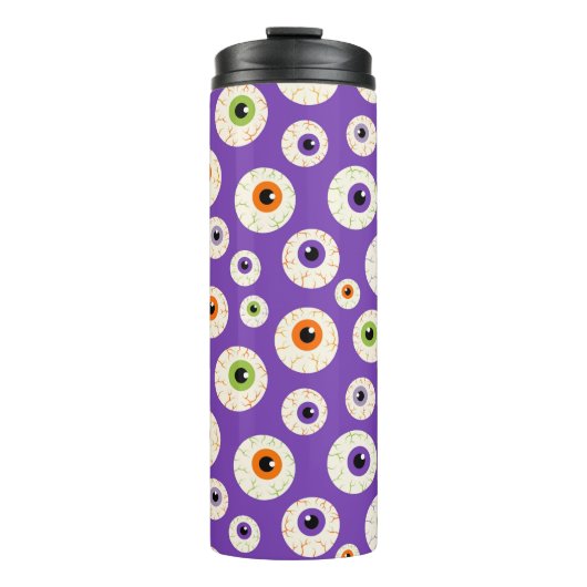 Farbiges Halloween-Eyeballs-Muster Thermosbecher (Vorderseite)