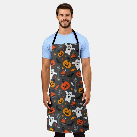 Farbiges Halloween-Muster Schürze (Getragen)