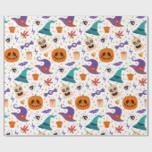 Farbiges Halloween-Symbol-Muster Geschenkpapier (Flach)