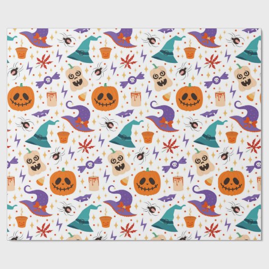 Farbiges Halloween-Symbol-Muster Geschenkpapier (Flach)