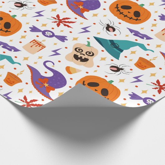 Farbiges Halloween-Symbol-Muster Geschenkpapier (Ecke)