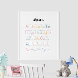 Farbiges handgeschriebenes Alphabet-Lehrplakat Poster