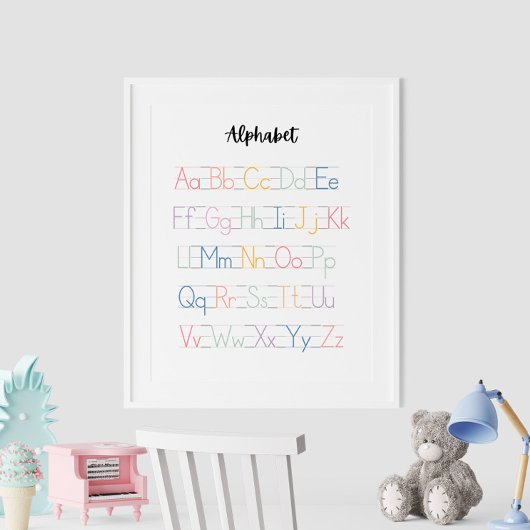 Farbiges handgeschriebenes Alphabet-Lehrplakat Poster