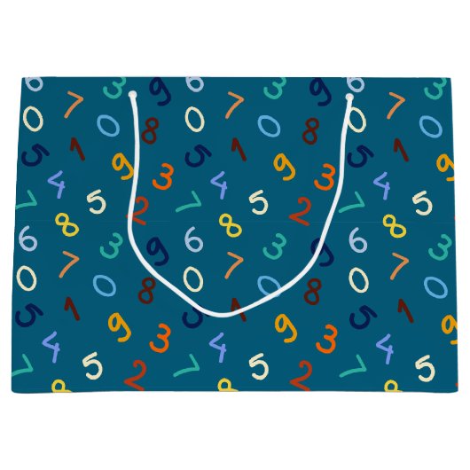 Farbiges handgeschriebenes Nummernmuster Große Geschenktüte (Vorderseite)