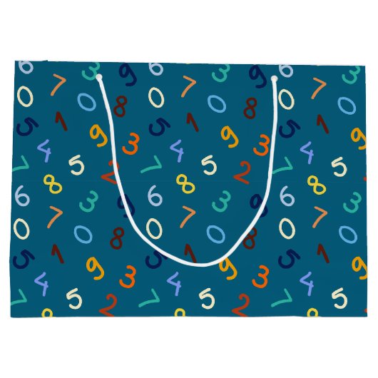 Farbiges handgeschriebenes Nummernmuster Große Geschenktüte (Rückseite)