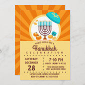 farbiges Hanukkah-Party Einladung (Vorne/Hinten)