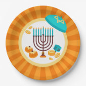 farbiges Hanukkah-Party Pappteller (Vorderseite)