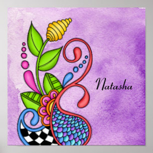 Farbiges Happy Doodle Design Poster