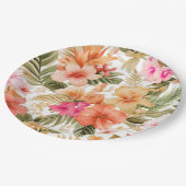 Farbiges hawaiisches Muster ID1092 Pappteller (Schrägansicht)