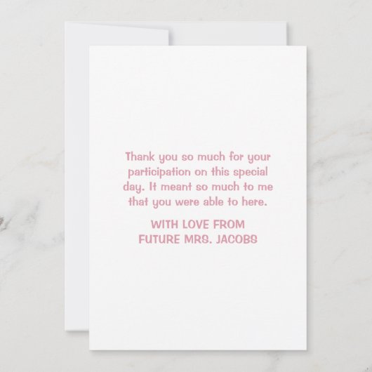 Farbiges, helles Macaroon-Brautparty Dankeskarte (Rückseite)