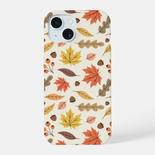 Farbiges Herbstlaub Fall Muster iPhone 15 Hülle (Rückseite)