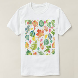 Farbiges Herbstlaubmuster T-Shirt