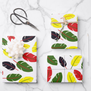 Farbiges Herbstleaf-Muster Geschenkpapier Set