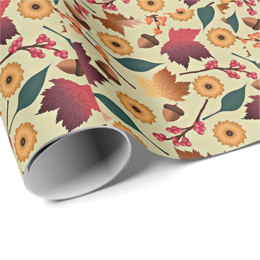 Farbiges Herbstmuster Geschenkpapier (Rolleneckpunkt)
