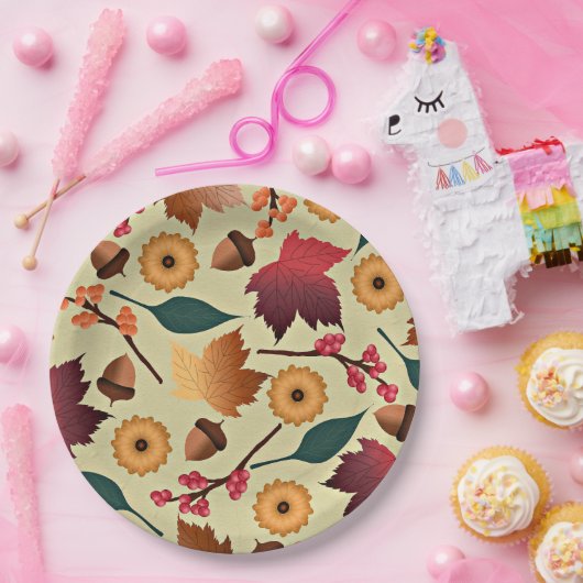 Farbiges Herbstmuster Pappteller (Party)