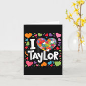 Farbiges Herz, mein Name ist Taylor Vorname Karte (Gelbe Blume)