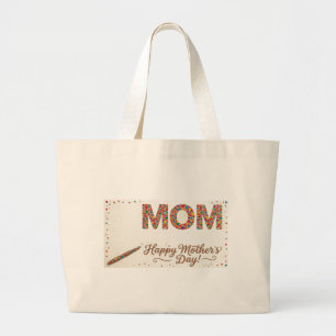 Farbiges Herz-Mosaik MAMA Personalisierter Name Mu Jumbo Stoffbeutel