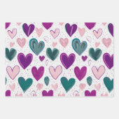 Farbiges Herz Muster Geschenkverpackungspapier Geschenkpapier Set (Vorderseite)