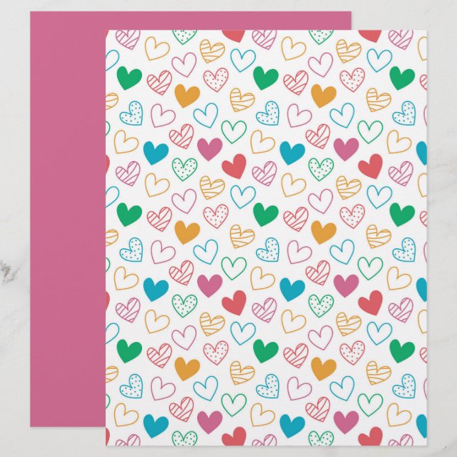 Farbiges Herz Muster Scrapbook Papier (Vorne/Hinten)
