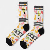 Farbiges Herz- Name Nummer Socken (Linkes Detail)