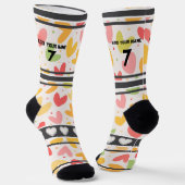 Farbiges Herz- Name Nummer Socken (Gewinkelt)