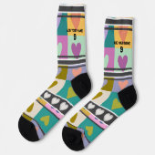 Farbiges Herz- Name Nummer Socken (Linkes Detail)