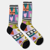 Farbiges Herz- Name Nummer Socken (Rechts)