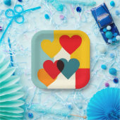 Farbiges Herz-Papierplatten Pappteller (Party)