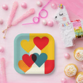 Farbiges Herz-Papierplatten Pappteller (Party)