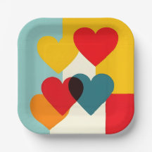Farbiges Herz-Papierplatten