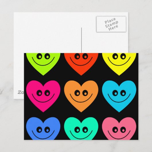 Farbiges Herz Postkarte (Vorne/Hinten)