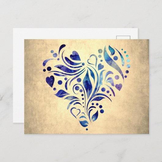 Farbiges Herz Postkarte (Vorne/Hinten)