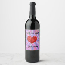 Farbiges Herz Wein Etikett