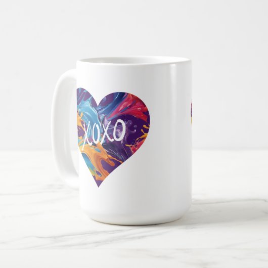 Farbiges Herz XOXO- Kaffeetasse (Vorderseite Links)