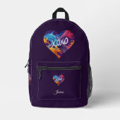 Farbiges Herz XOXO-Lila Bedruckter Rucksack (Vorderseite)