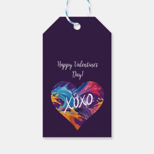 Farbiges Herz XOXO-Lila- Geschenkanhänger (Vorderseite)