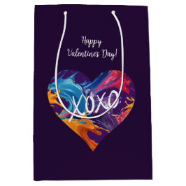 Farbiges Herz XOXO-Lila- Mittlere Geschenktüte