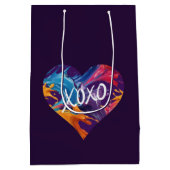 Farbiges Herz XOXO-Lila- Mittlere Geschenktüte (Rückseite)