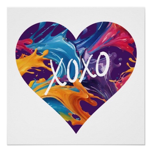 Farbiges Herz XOXO- Poster (Vorderseite)