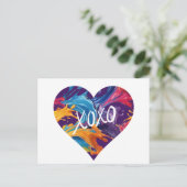 Farbiges Herz XOXO- Postkarte (Stehend Vorderseite)