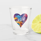 Farbiges Herz XOXO- Schnapsglas (Vorderseite)