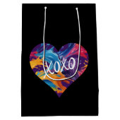 Farbiges Herz XOXO-schwarz-blau Mittlere Geschenktüte (Rückseite)