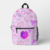 Farbiges Herzmuster Anfangsbuchstabe Monogramm Bedruckter Rucksack (Vorderseite)