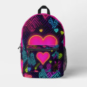 Farbiges Herzmuster Bedruckter Rucksack (Vorderseite)