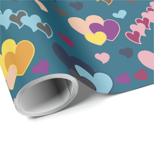 Farbiges Herzmuster Geschenkpapier (Rolleneckpunkt)