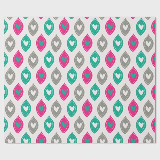 Farbiges Herzmuster Geschenkpapier (Flach)