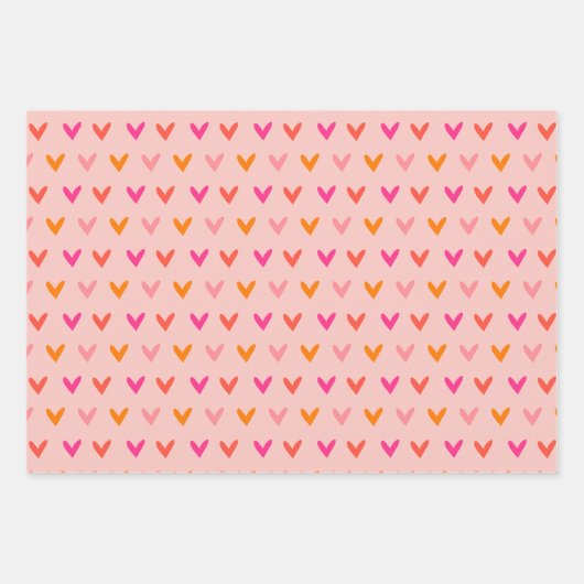 Farbiges Herzmuster Geschenkpapier Set (Vorderseite)