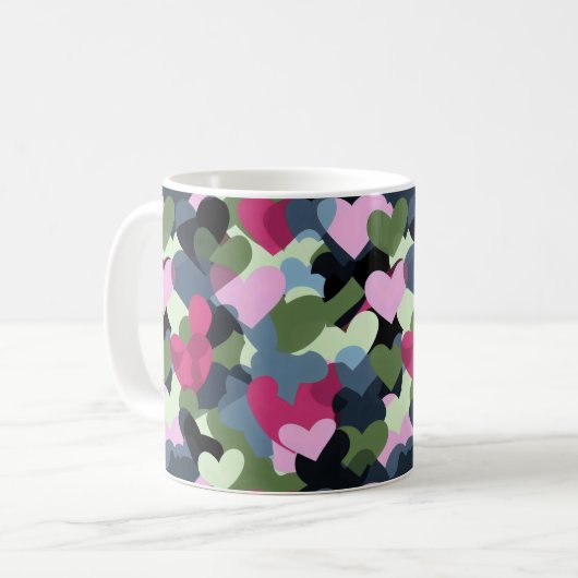 Farbiges Herzmuster Kaffeetasse (Vorderseite Links)